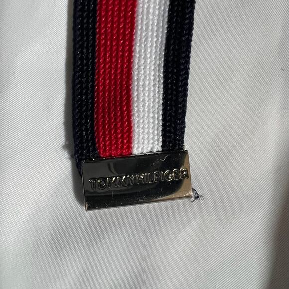 Tommy Hilfiger White Hooded Rain Jacket XL | Logo Sleeve Preppy Windbreaker Coat - Picture 6 of 11